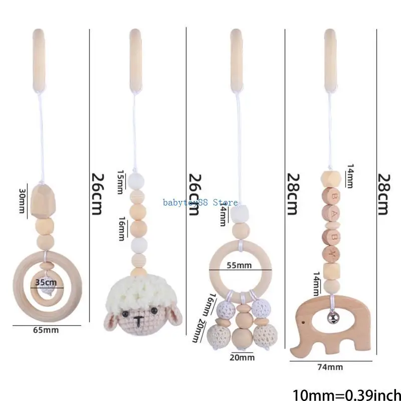 Y4ud baby faggio pendenti sospesi 4pcs/set magnione per anello bambole teether denti da pentola per pattine per palestra da