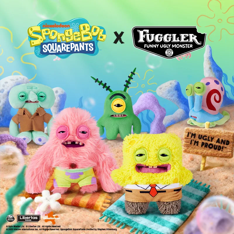 Fuggler with SpongeBob SquarePants Original Keyring Plush Dolls Patrick Star Gary Squidward Tentacles Ugly Monster PelucheToys
