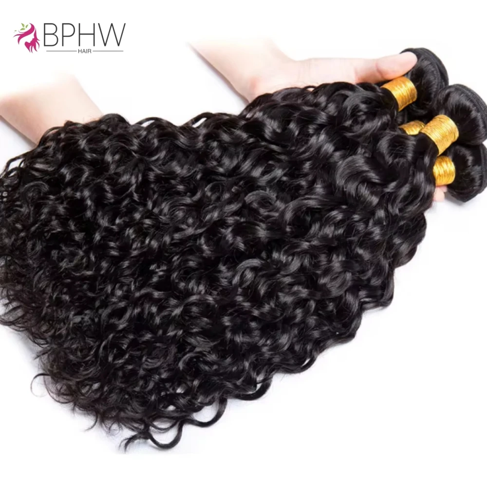 12A 워터 웨이브 3개 묶음과 13x4 레이스 프론탈, 웨트 앤 웨이비 버진 컬리 루즈 딥 웨이브 100% 인모 묶음과 클로저 포함