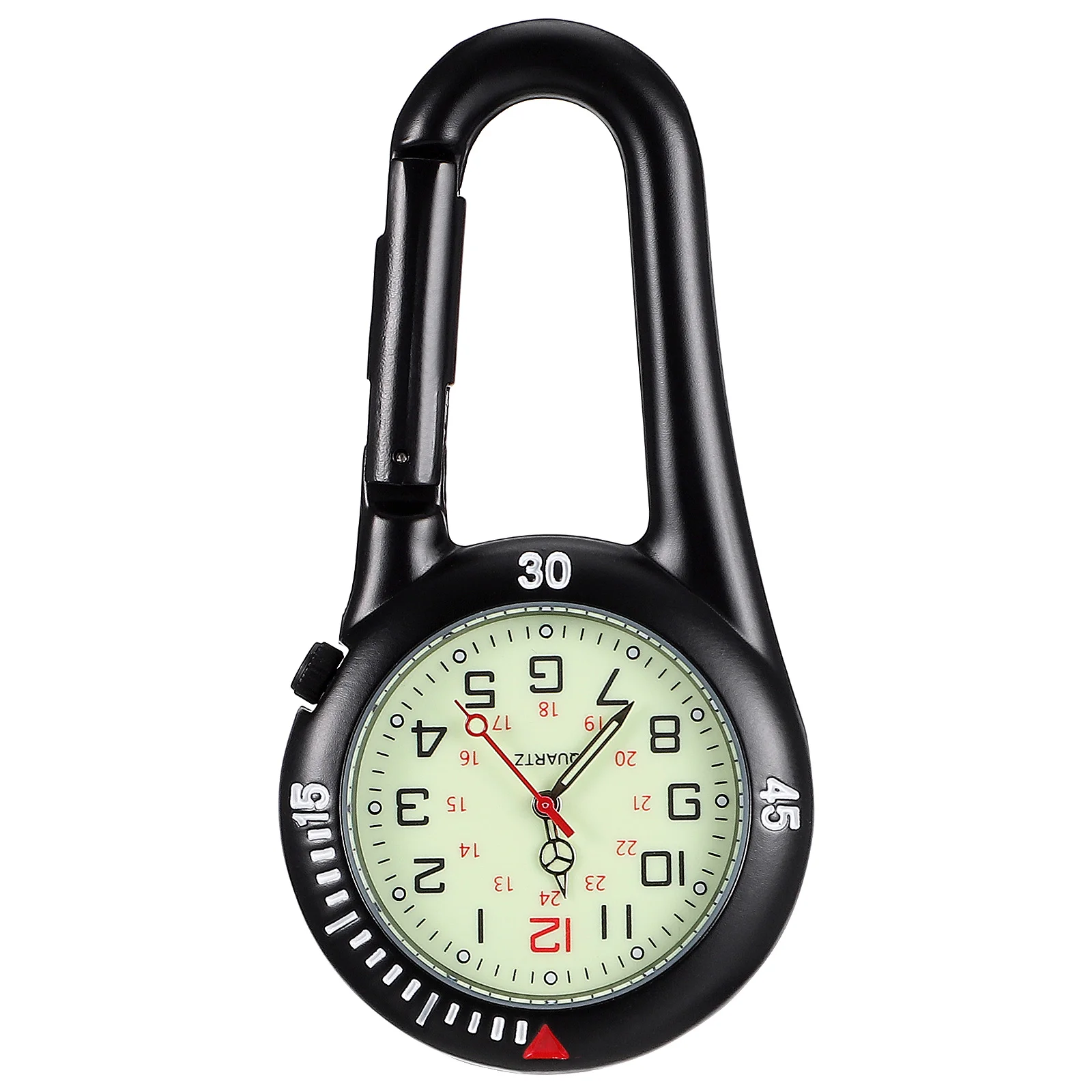 

Hemobllo 1PC Clip-on Light Alloy Unisex Backpack Buckle Belt Watch Black With White Dial For Doctors Nurses Climbing (Black)