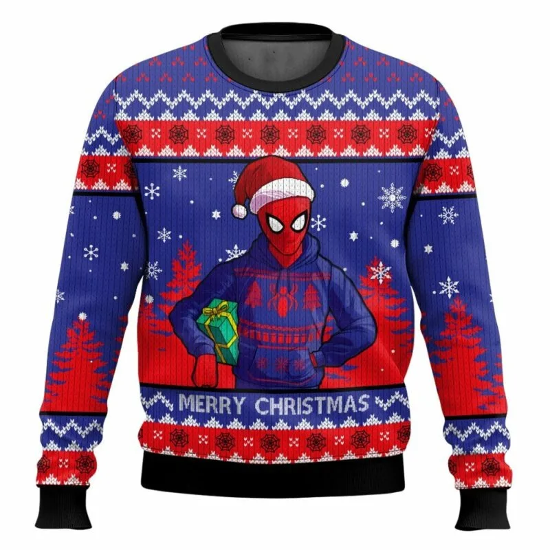 Sweat-shirt à capuche surdimensionné pour femme, pull-over d'hiver avec imprimé Marvel Spider-Man "Joyeux noël", mode Street Wear, Style Y2k