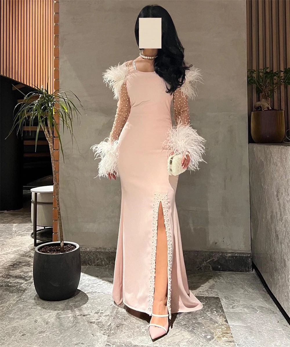 

Jiayigong High Quality Sizes Available Off-the-shoulder Sheath Quinceanera Feathers Sequin Fold Satin Prom Dresses