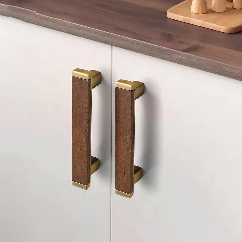 Mid-Century Vintage Black Walnut Wooden Handles for Cabinets Wardrobes Drawers Shoe Cabinets Furniture Door Pulls