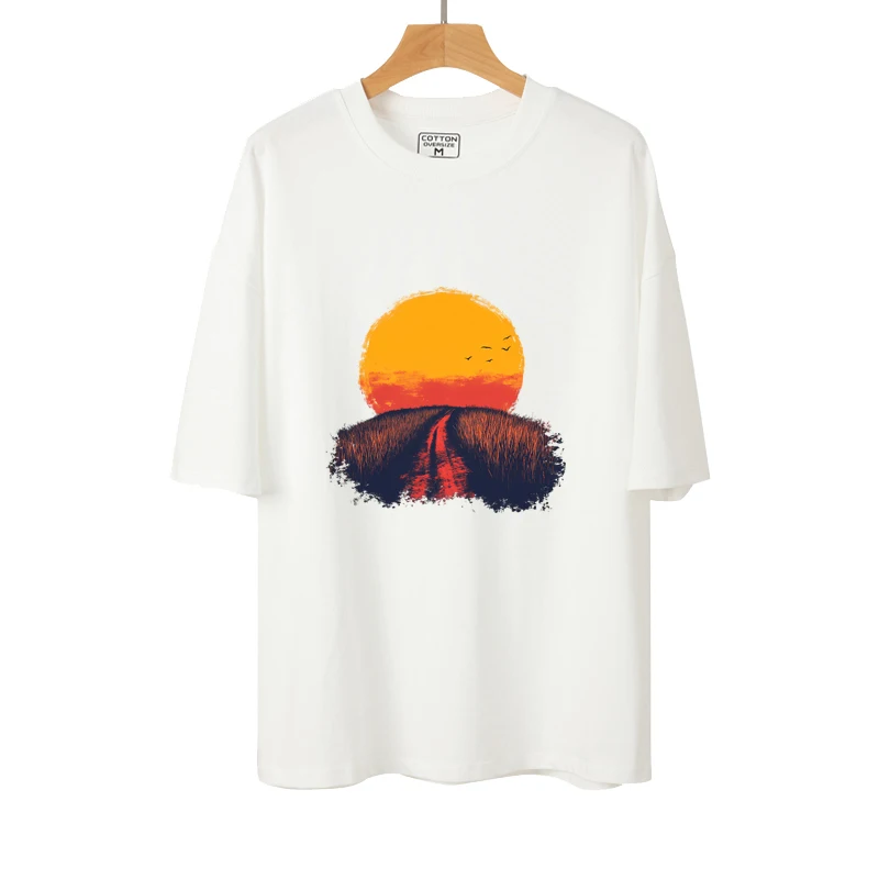 24cm cartoon Outdoor bonfire, fields, sunrise and sunset DIY clothing heat transfer printing Hot press stickers ironing patches