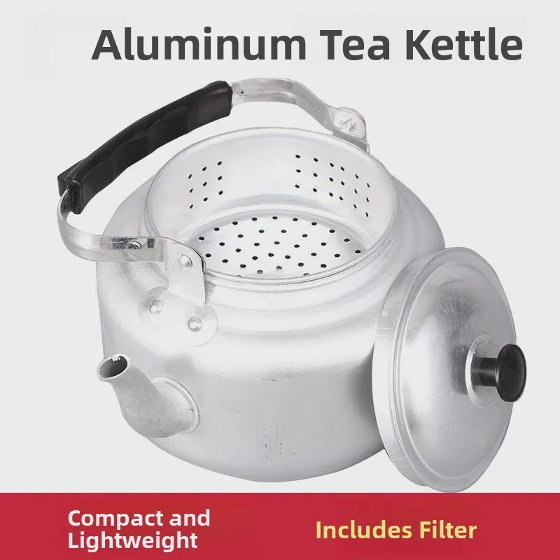 

Vintage Aluminum Tea Pot Kettle Boiling Water Pot Tea Brewing Outdoor Small Tea Pot with Filter Net Restaurant Ce