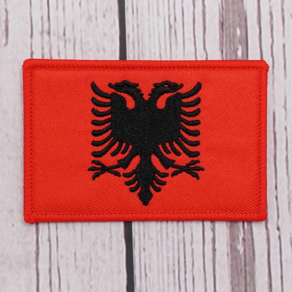 Albania Flag  patch Embroidered Patch Hook & Loop Sew on Embroidery Military Badge