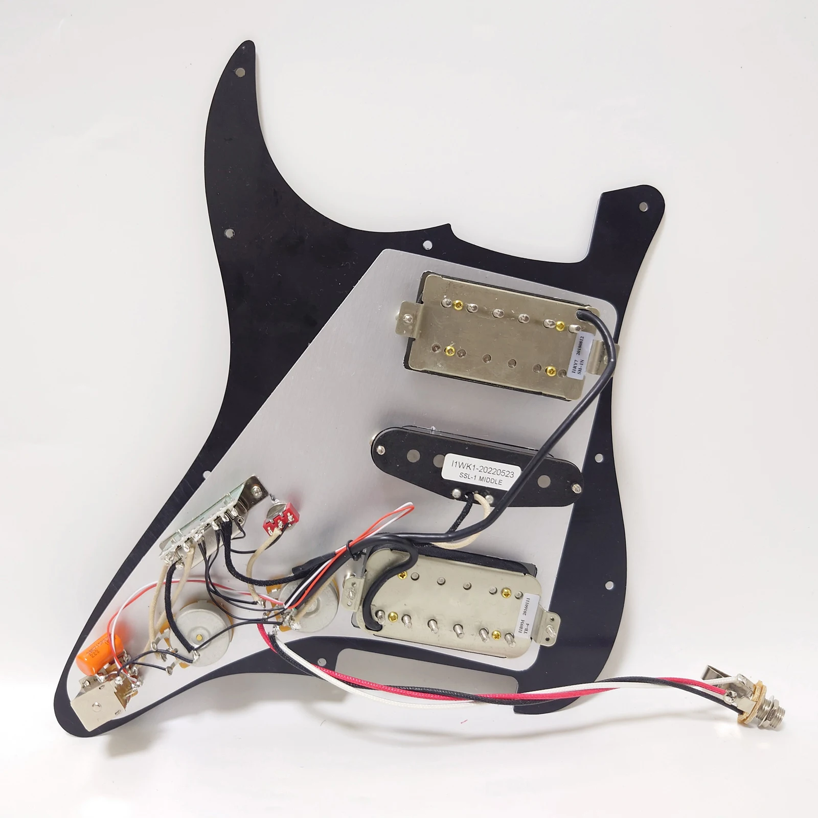 Guitar Prewired Loaded Pickguard with Coil Splitting HSH Alnico 5 Humbucker Pickups Set for ST Electric Guitar