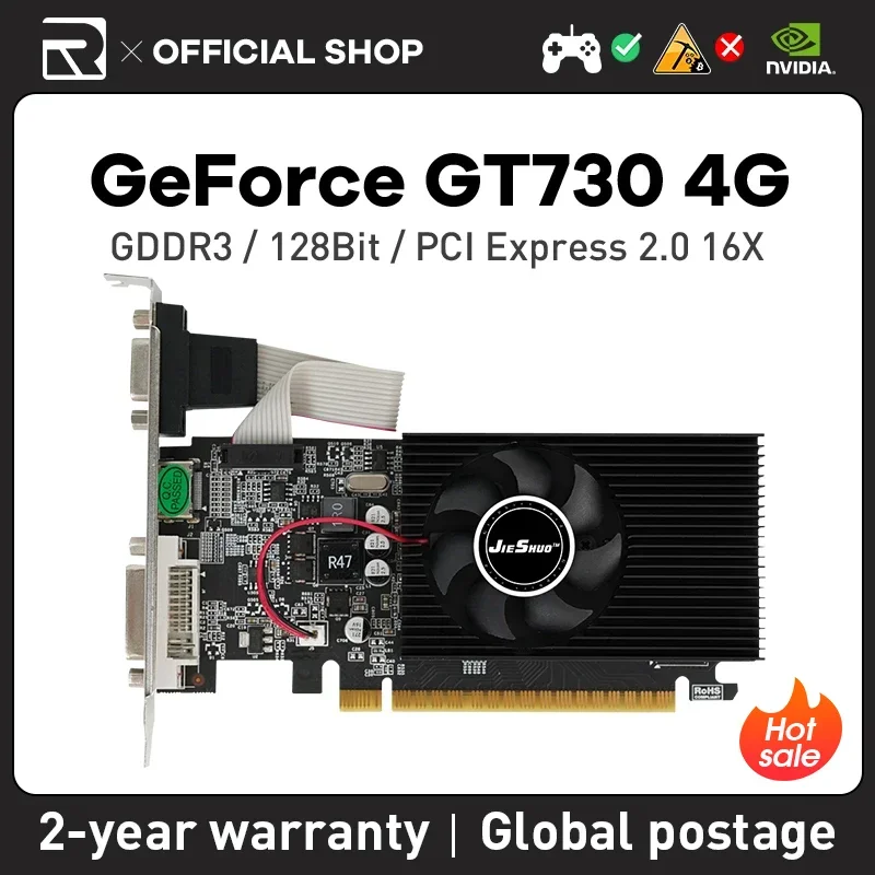 

JIESHUO NVIDIA GT 730 4G видеокарта HDMI GPU DDR3 128 бит 28nm gt730 4 Гб офисный Бестселлер дисплей