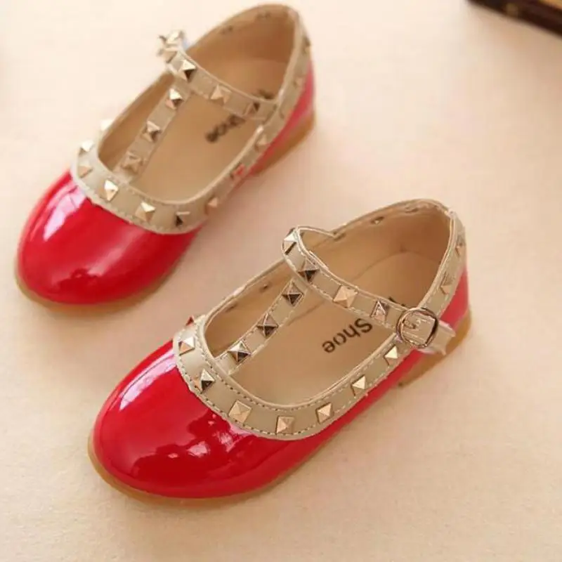 children casual shoes girls spring autumn leather shoes fashion Rivet princess baby shoes Kids girls sandals