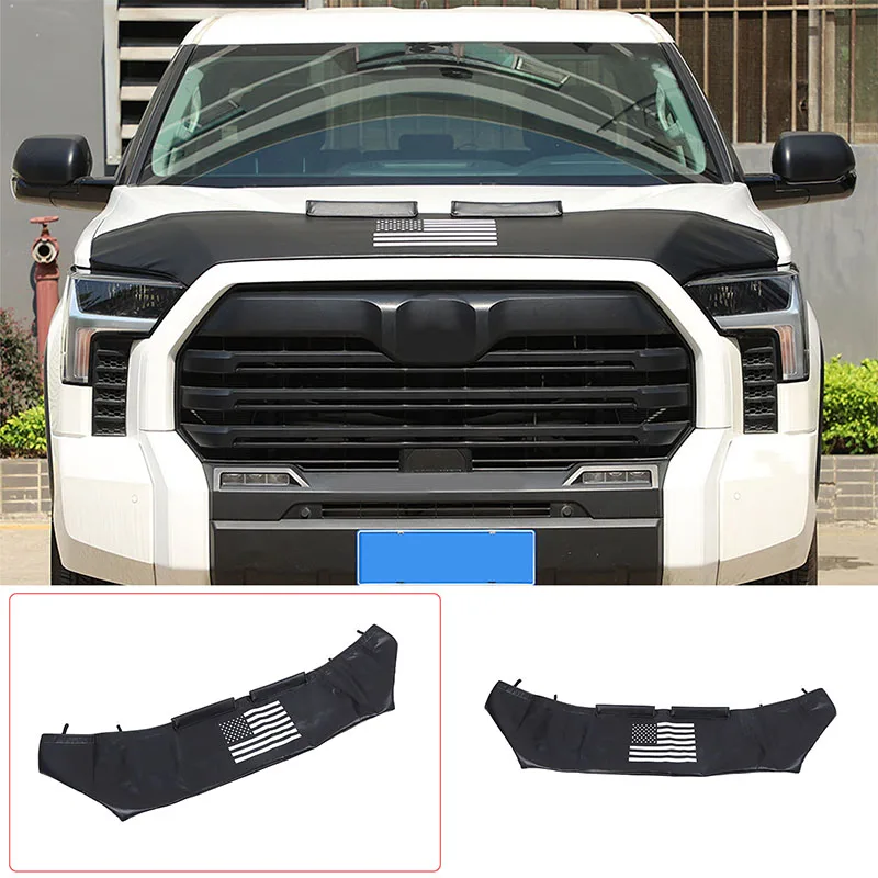 

For 22+ Toyota Tundra/Sequoia Hood Sand and Stone Block Leather Car Protective Accessories 1-piece Set (American Flag) with Magn