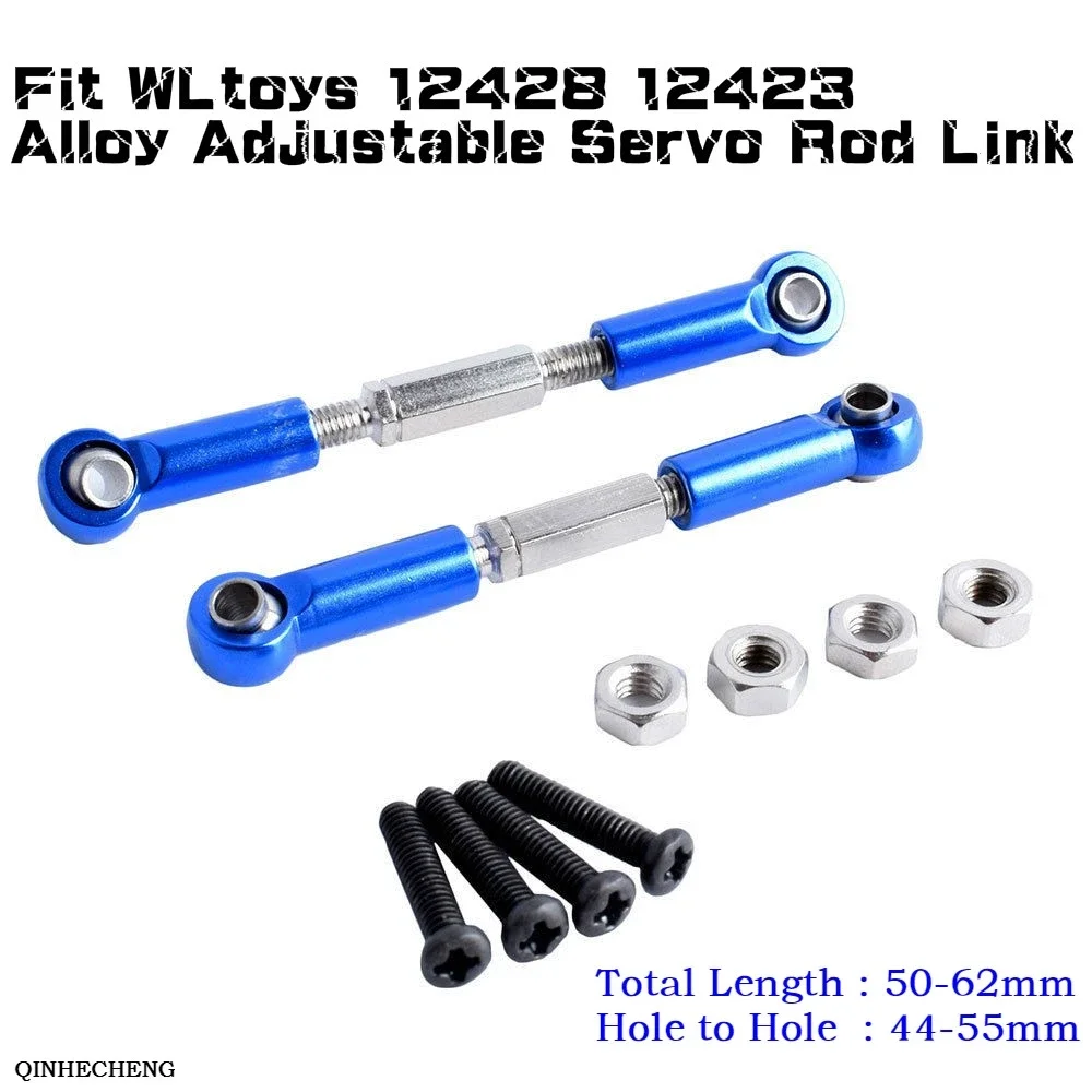 RC 0018 Alloy Adjustable Servo Rod Link 50-62mm Fit WLtoys 1/12 12428 12423