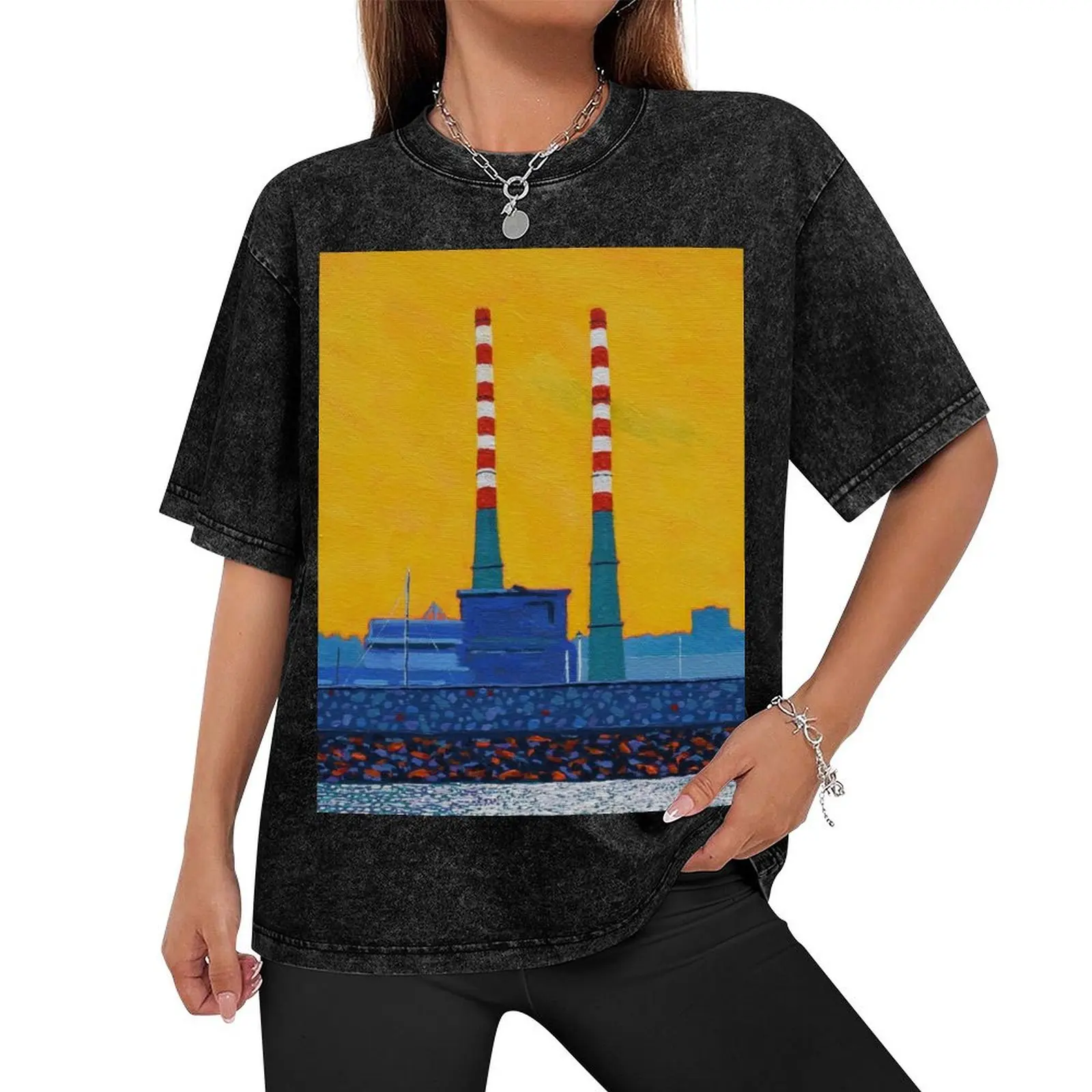 The Poolbeg Chimneys (Dublin, Ireland) T-Shirt hippie clothes custom t shirt black t-shirts for men