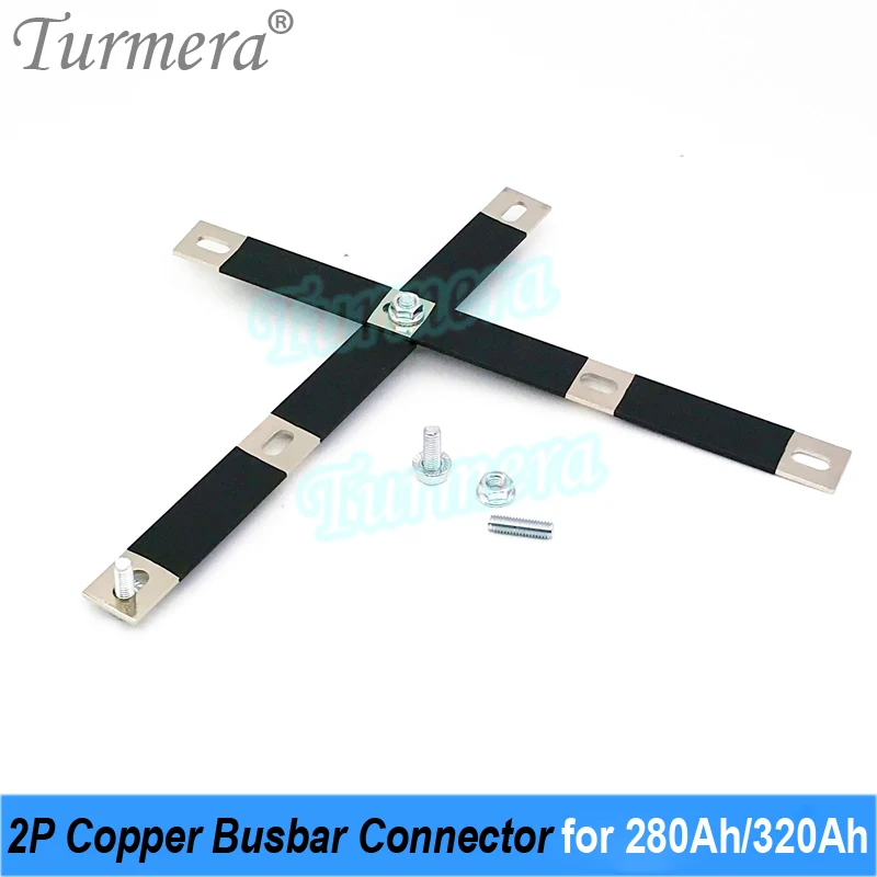 Turmera 2P Busbar cobre 12V Lifepo4 batería conector agujero a agujero 74mm uso en 12,8 V 24V 48V 280Ah 310Ah 320Ah batería Lifepo4