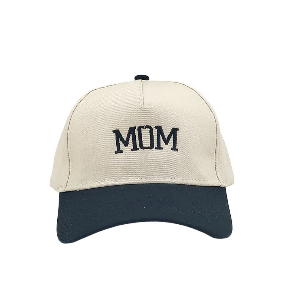Mom Dad Two-Tone Baseball Cap Letter Embroidered Adjustable Parent Matching Hat Casual Sun Cap