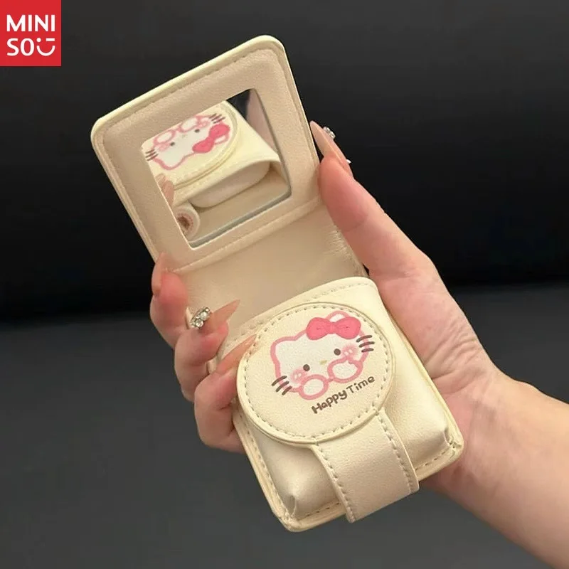 

Miniso Mini Lipstick Case with Mirror, Small Portable Makeup Pouch for Cosmetics Storage