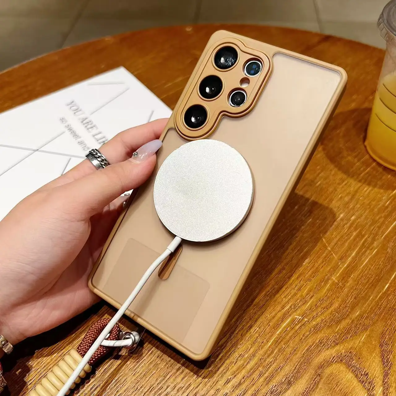 Luxury Matte Magnetic Magsafe wireless charging Cover For Samsung Galaxy S25 S24 S23 Ultra Plus With Lanyard Lens Protect Case - náhled 5