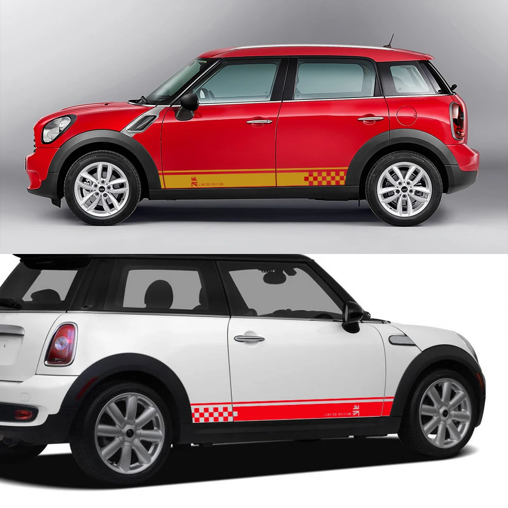 Car Door Side Stickers Auto Racing Sport Decal For Mini Cooper R56 R57 R58 R50 R52 R53 R59 R61 Countryman R60 F60 F55 F56 F54