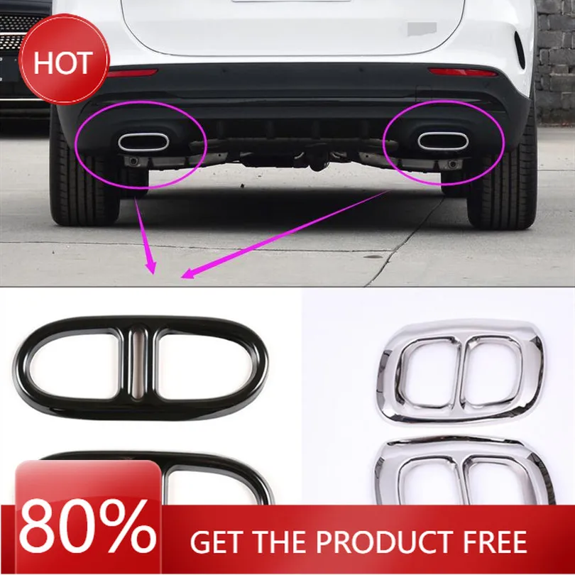 

Hot Steering Covers For Mercedes Benz GLA 4MATIC GLB class X247 2020-22 Car Rear Exhaust Tail Pipe Cover Trim Muffler 2 to 4