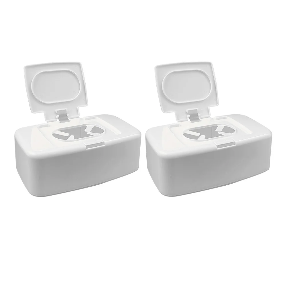 

2Pcs Stylish Wipes Container Refillable Wet Tissue Case for Modern Living Room Bathroom Refillable Wipes Container
