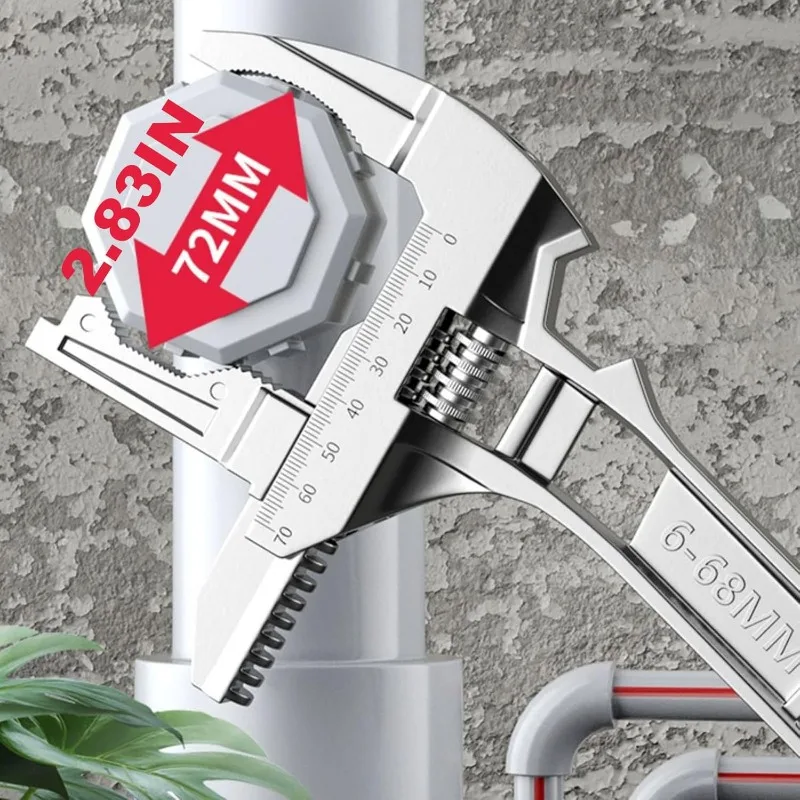 Dual-Use Repair Tool Bathroom Wrench Adjustable Large Opening Wrench Kitchen Bathroom Pipe Wrench Manual Tool Power Port Wrench