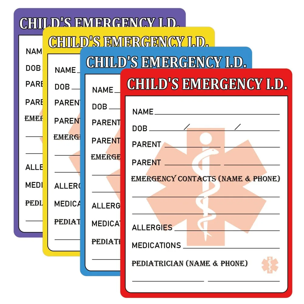 Infant I.C.E. in Case of Emergency Car Safety Seat Sticker Emergency Contact Labels 4x3 inch Medical Alert Attachment Tag 24pcs