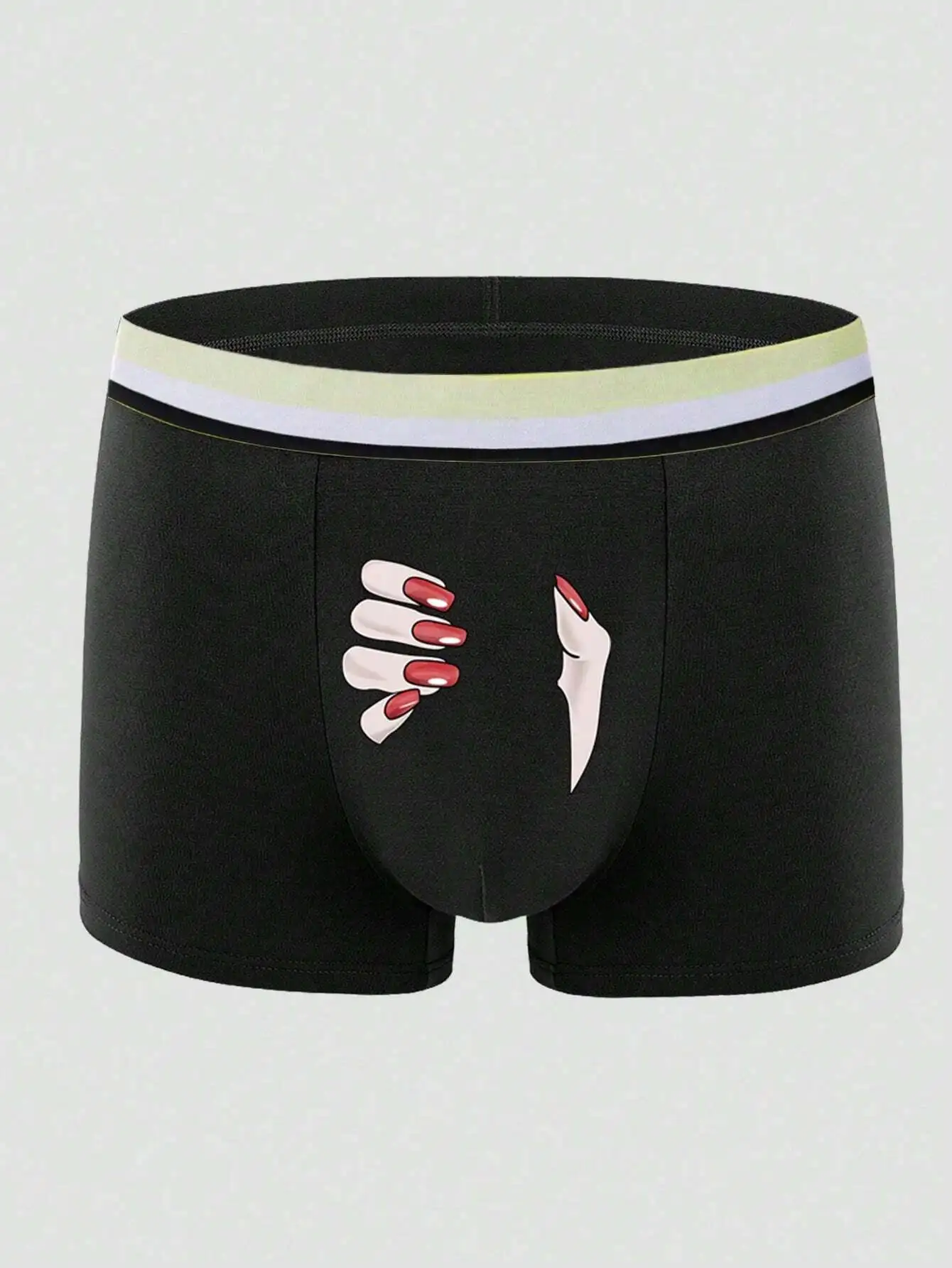 

Мужские черные боксеры с оригинальным графическим принтом в виде отпечатков рук