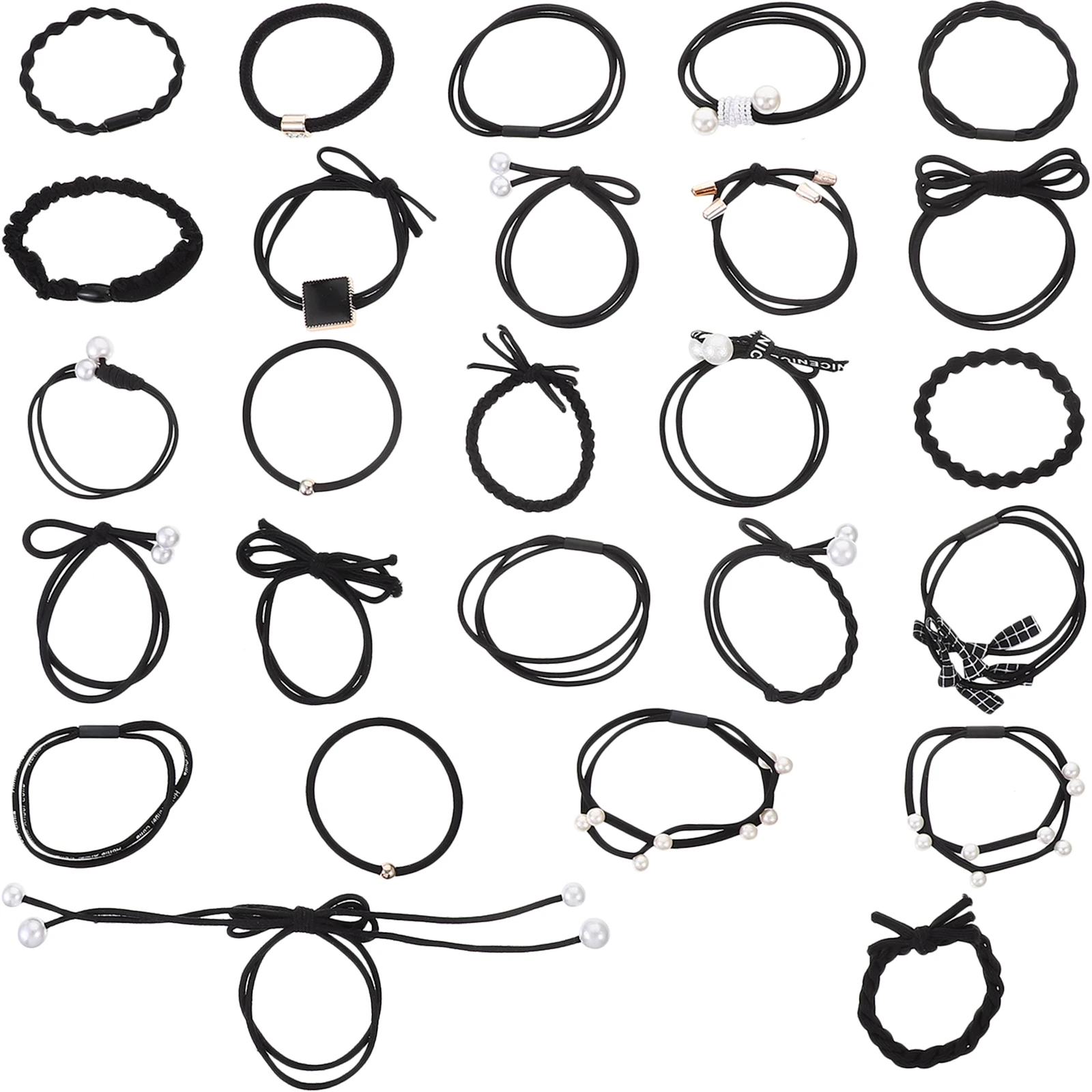 

24pcs Ties Elastic Ponytail Holders For Women Medium Long Hair No Crease Scrunchies Styling Accessories Bulk Hairbands For