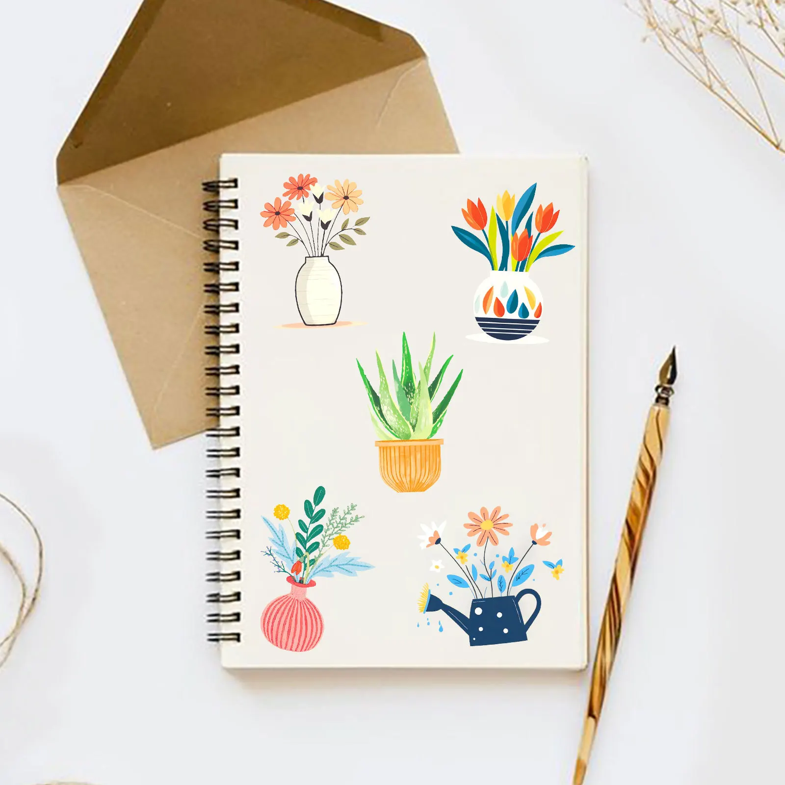 50 Uds maceta de dibujos animados impermeable transparente maceta pegatinas de plantas decoración cuaderno móvil maleta para guitarra juguetes de grafiti