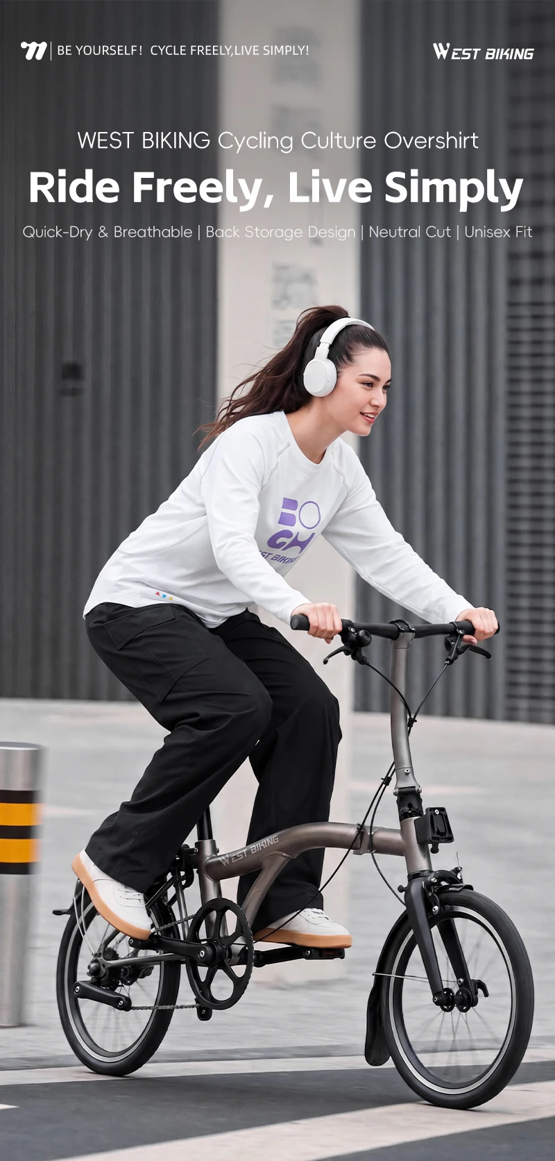 WEST BIKING Herren-Radtrikot mit langen Ärmeln, Frühling/Herbst, schnelltrocknend, Unisex-T-Shirt, lässiges Sportoberteil für Pendler, Laufen und andere Sportarten. – Detail 1