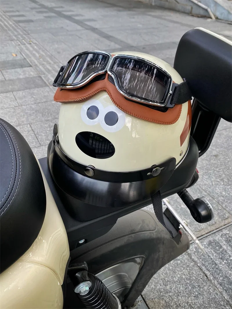 YY Cartoon Dog Helmet Creative Battery Electric Motorcycle Half Helmet Summer