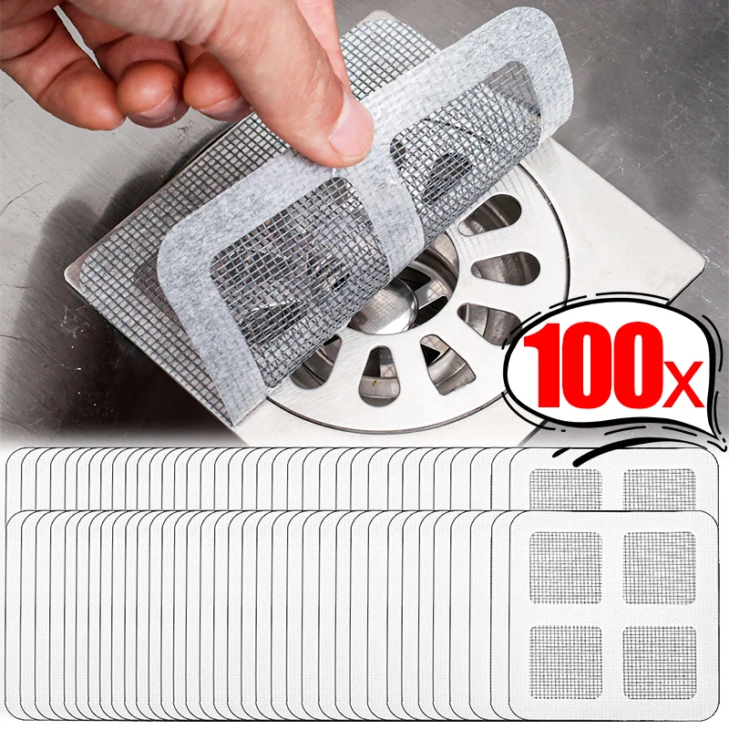 5-100PCS Floor Drain Patch Disposable Anti-Clogging Filter Patch Bathroom Sewer Hair Catcher Kitchen Bathroom Window Repair Tool