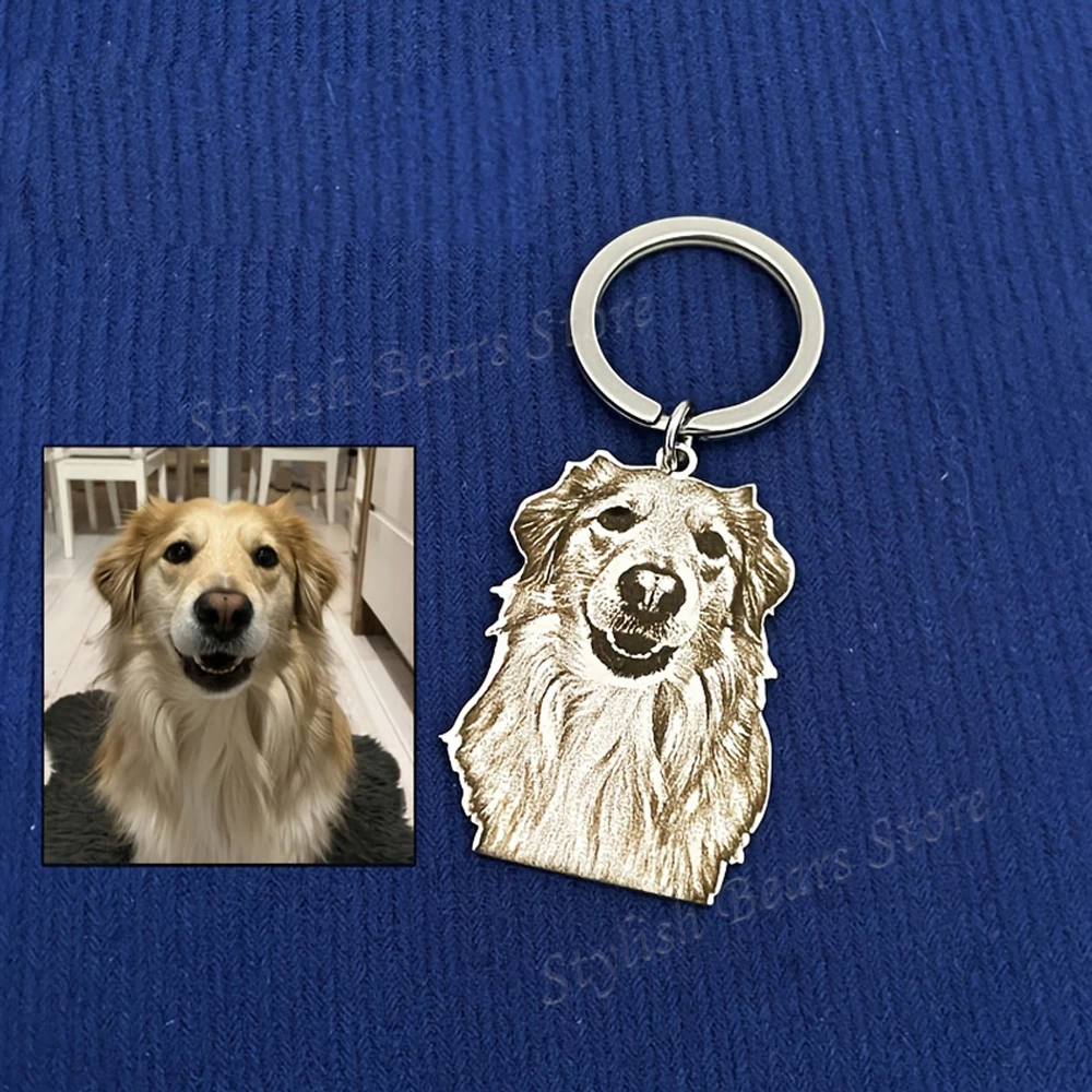 Custom Picture Keyring Pet Name Portrait Keychain Personalized Dog Photo Keychain Pet Memorial Gift For Pet Lover Christmas Gift view 4