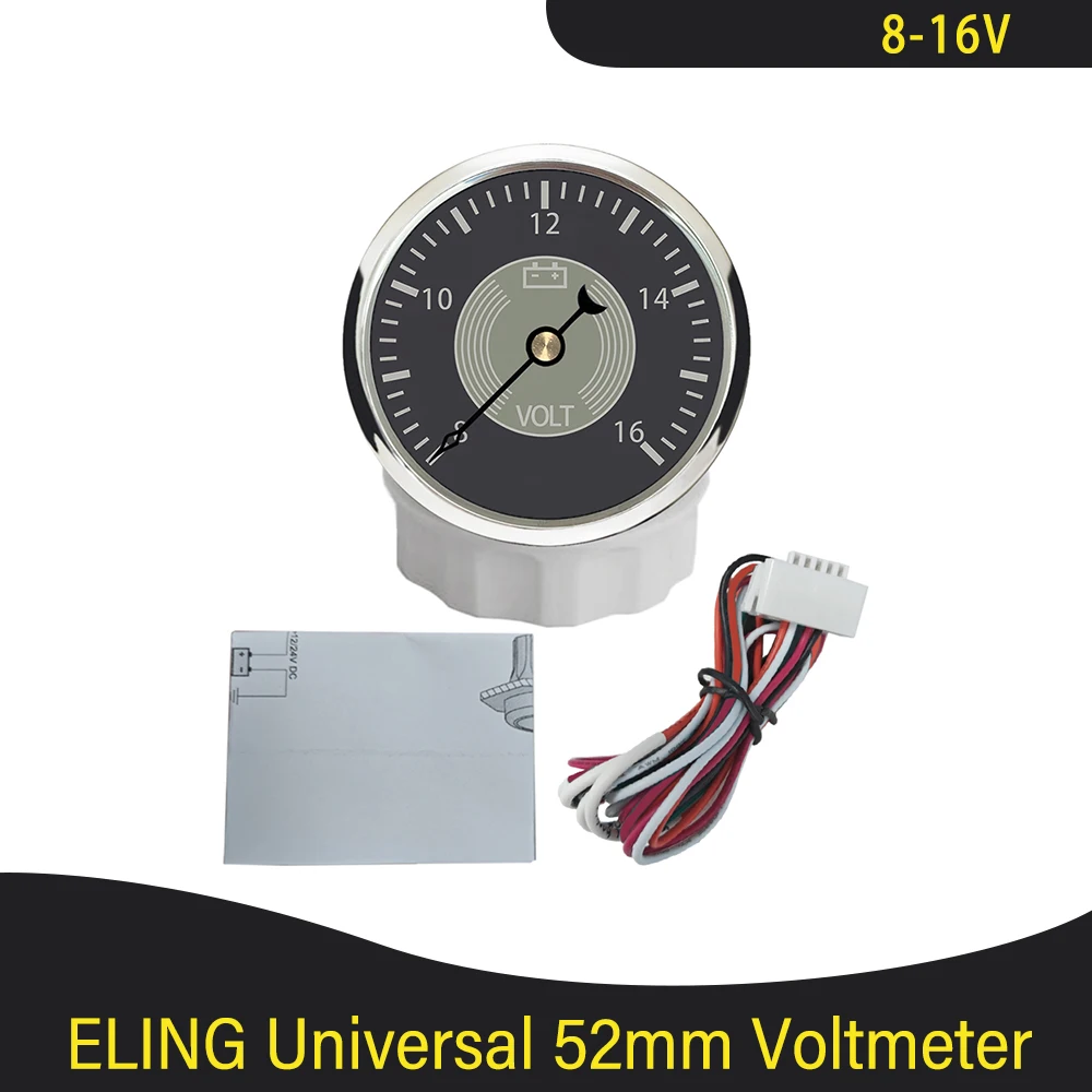 

52mm 8-16V Voltmeter Voltage 12V with Red Yellow Backlight for Engine Generator Car Boat