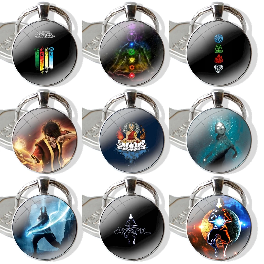 Avatar the Last Airbender Keychain Handmade Glass Cabochon Key Ring Holder Pendant Key Chains