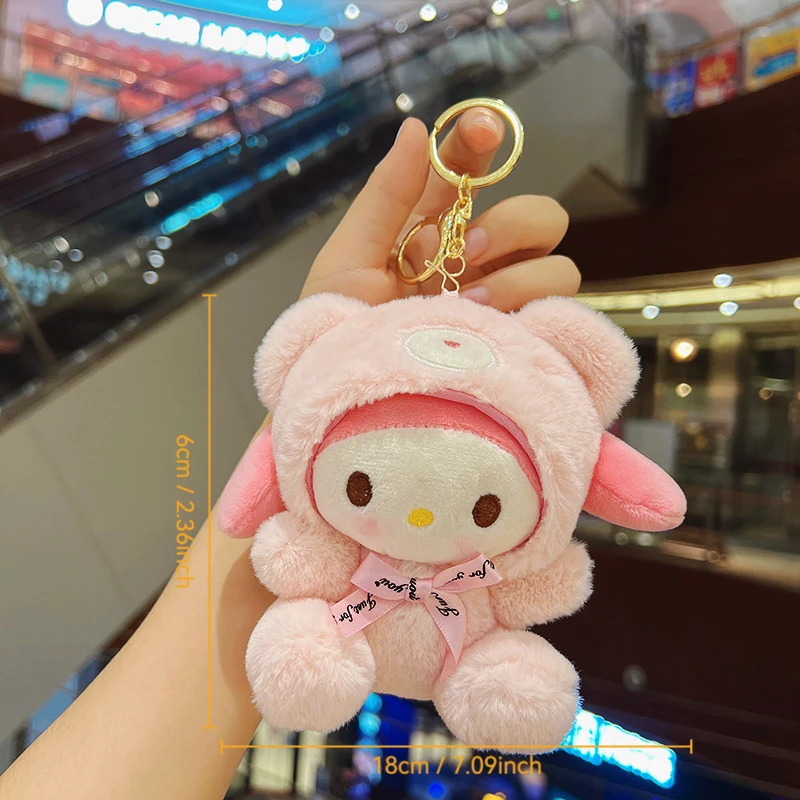 1pc Sanrio 인형 키 체인 교수형 장식품 귀여운 인형 선물 schoolbag 액세서리 봉제 인형 장난감