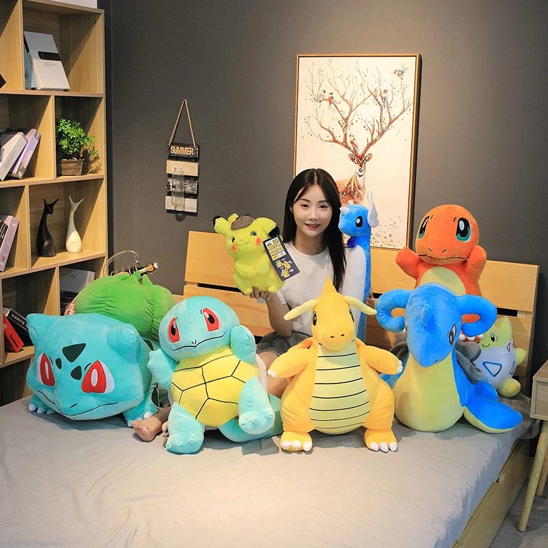 Cute Big Size Pokemon Plush Toy Stuffed Lapras Dragonite Dragonair Doll Throw Pillow Hug Plushies Christmas Gift