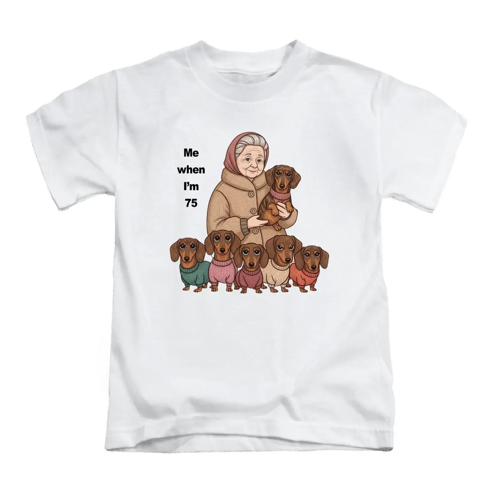 Me When I'm 75 Erwachsene T Shirt Lustig Crazy Dog Lady Fun Top vintage Washed graphic homme Top For Everyday Wear Soft Stylish
