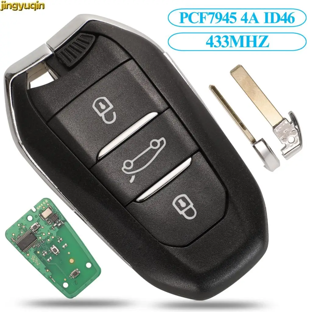 

Jinyuqin Smart Remote Car Key 433/434MHZ ID46 Chip For Citroen C4 C4L DS4 DS5 Keyless-Go VA2/HU83 Hitag2 4A Hitag-AES