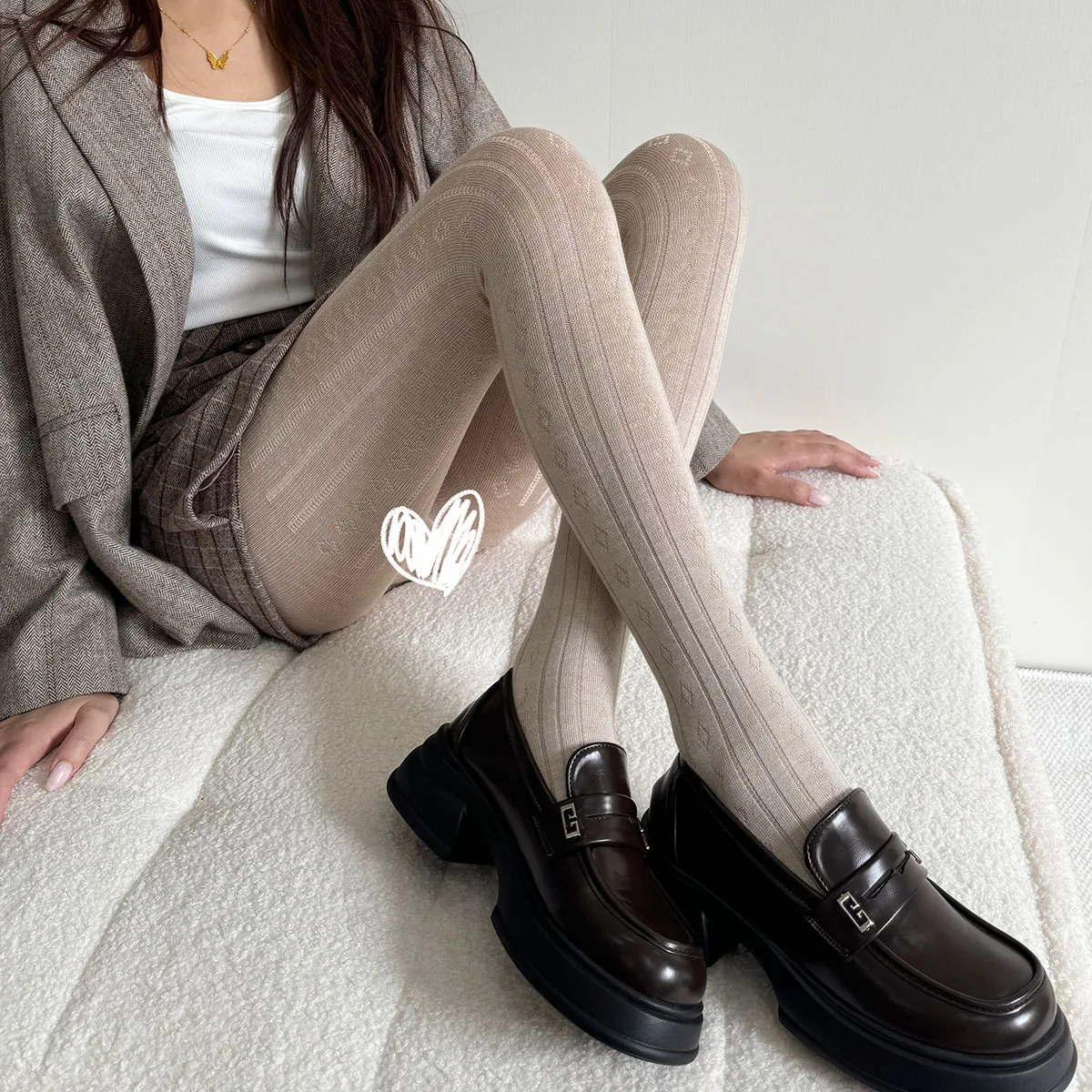 Autumn Simple Small Diamond Pantyhose Multi-Color Wholesale Comfort Soft High Quality Knitted Vertical Stripes Warm Tights