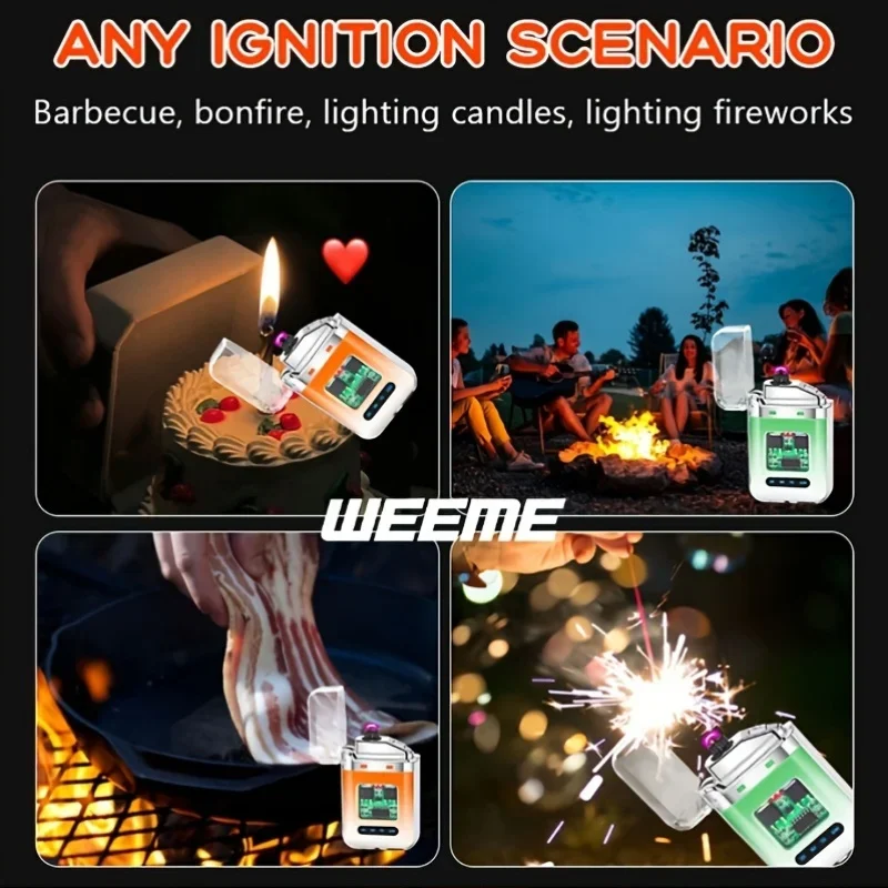 Rechargeable USB Electronic Lighter, Windproof Flameless LED Smart Dual Arc Portable Outdoor Survival Cigarette Lighters  Gifts view 4