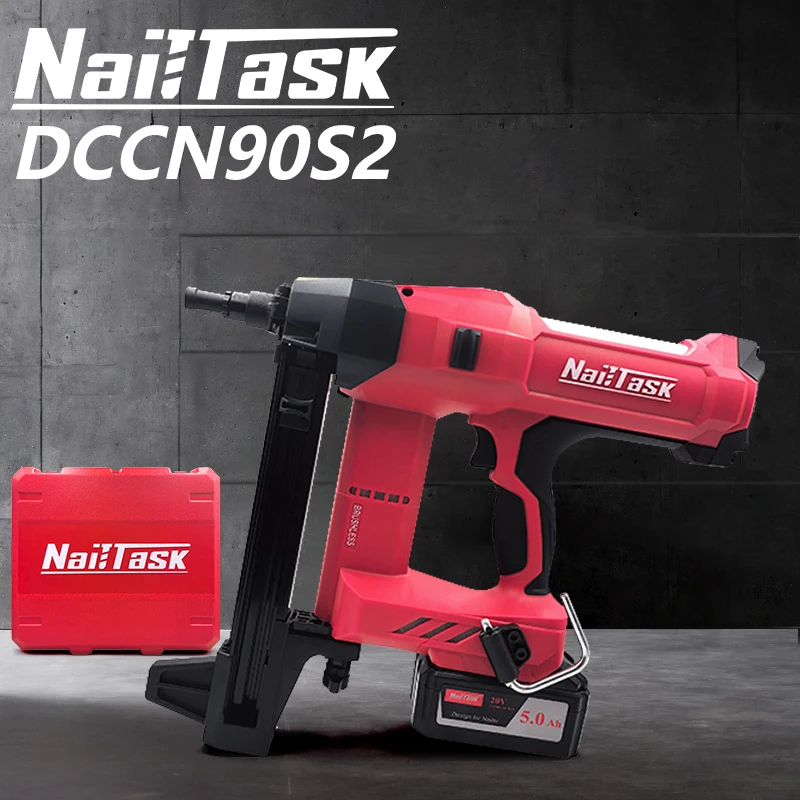 NailTask DCCN90S2 20V lithium battery steel nail gun, no need for gas tank, two batteries