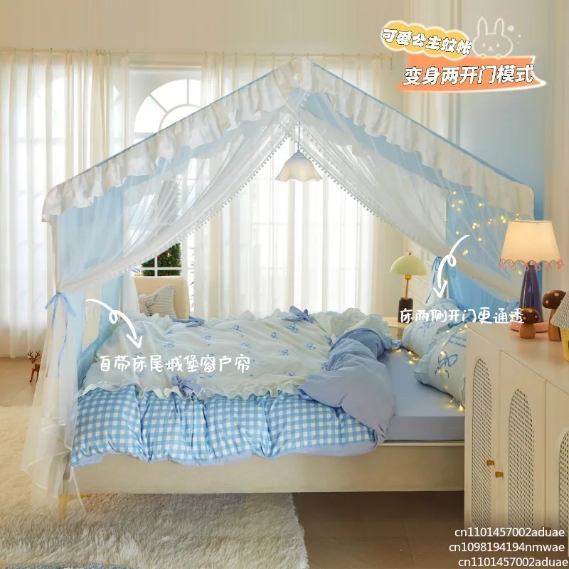2026 new children's princess wind mosquito net mantle yarn separate girls bedroom transformation blackout bed curtain integrated