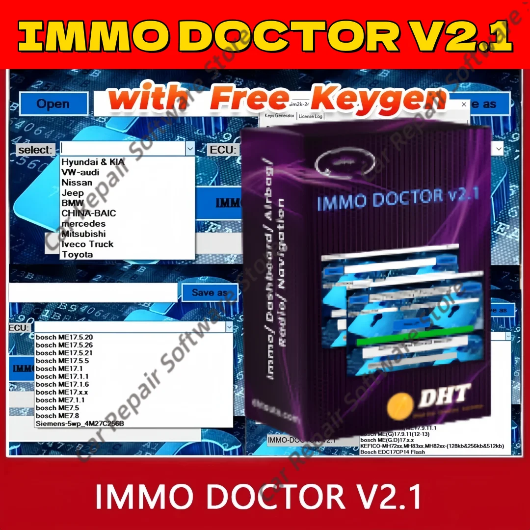 

IMMO DOCTOR V2.1 2025 с неограниченным количеством KEYGEN MULTI BRAND Immo Off Delete Software ECU Chip Tuning для sim2k MT38 ME 17.9.2 MED17