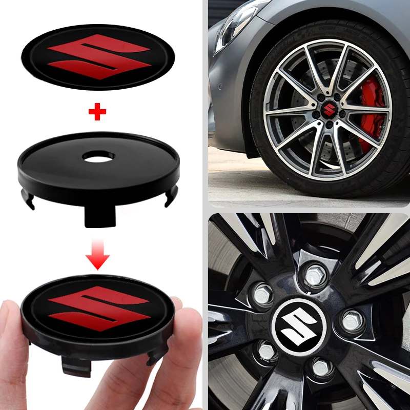 4Pcs 56mm+60mm Car Wheel Center Hub Caps Stickers Auto Rim Cover Accessories For Suzuki Jimny Grand Vitara Sx4 Swift Alto Emblem