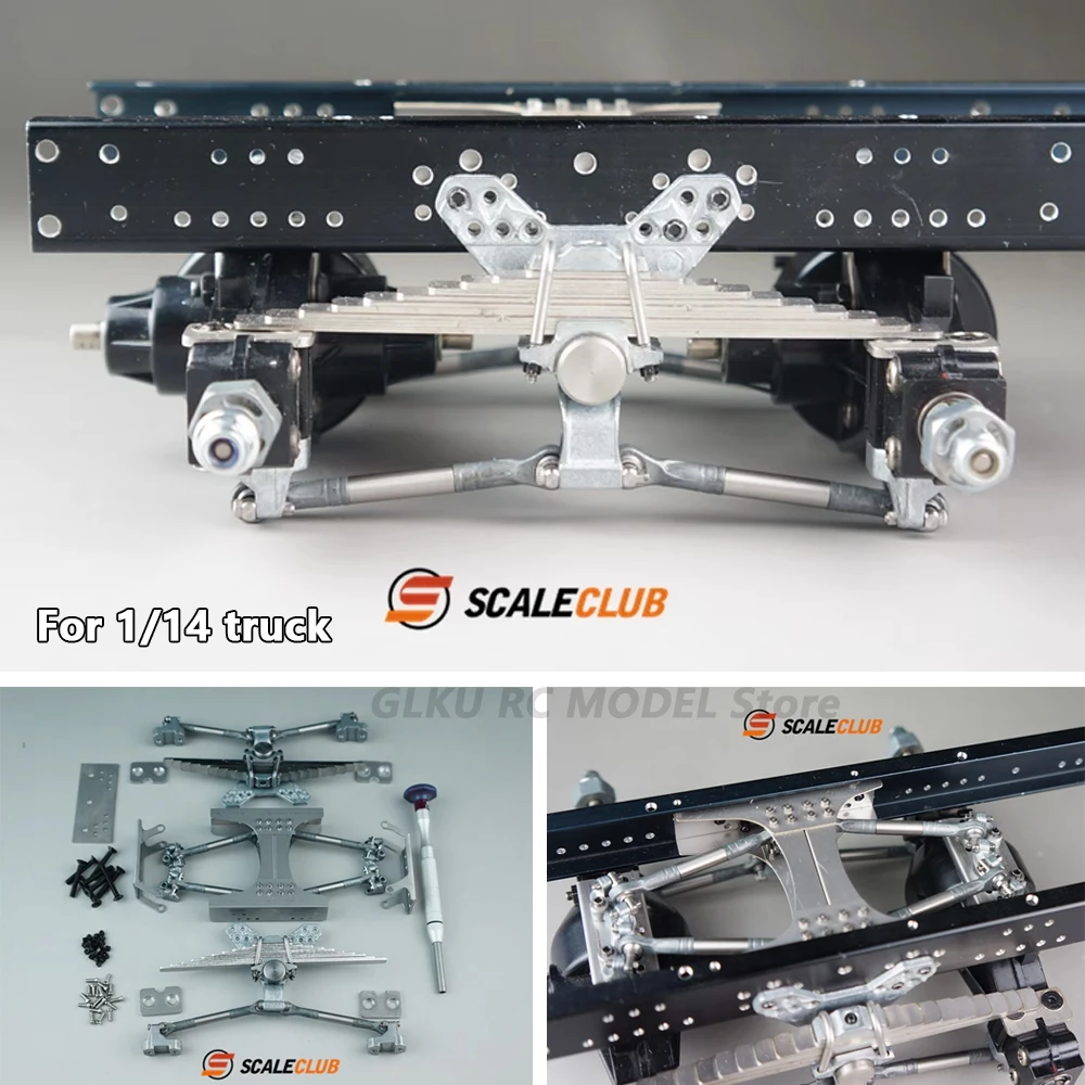 SCALECLUB 1/14 Scale Simulation Metal Dual Axle Rear Suspension Chiaki Set Kit for Tamiya LESU RC Traction Mud Truck