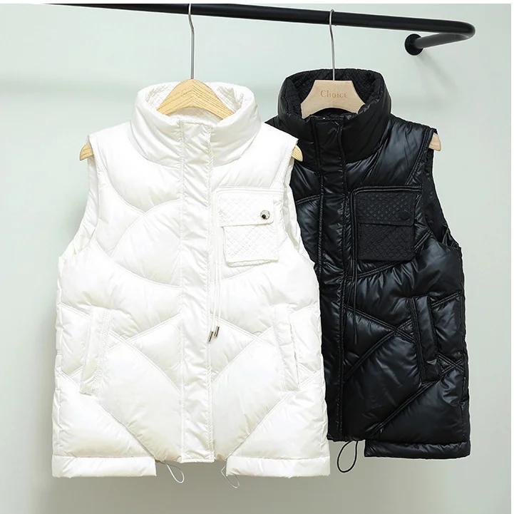 Bright Surface No washing Required Women Casual Solid Coat Solid Vest Pocket Sleeveless Jacket Coat Women Pocket Vest   B577