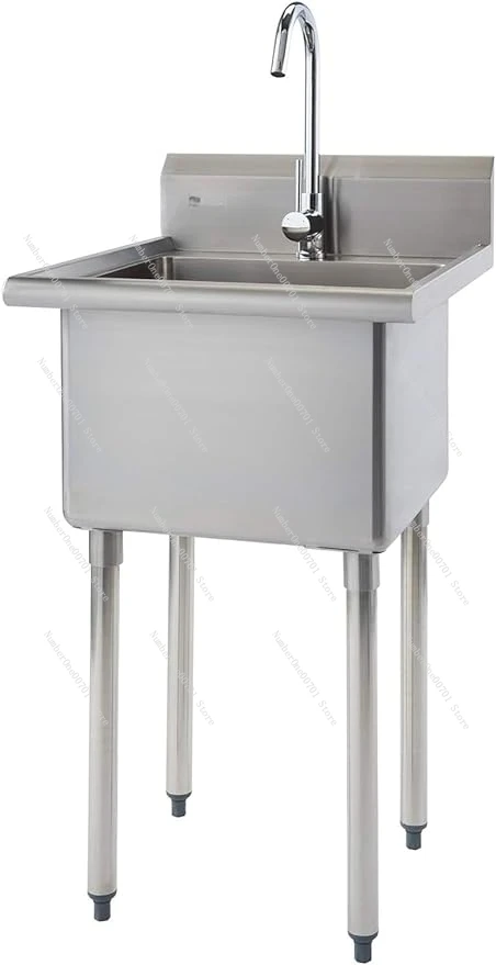 

THA-0307 Base Stainless Steel Freestanding Single Bowl Utility Sink, Including Faucet, 49.2 21.5 24-Inch