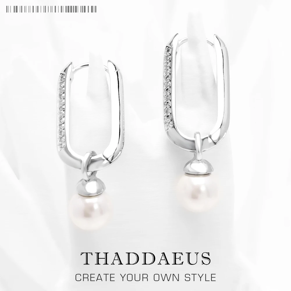 

Серьги-кольца с звеньями и жемчугом, романтические ювелирные украшения для женщин, подарок из стерлингового серебра 925 пробы