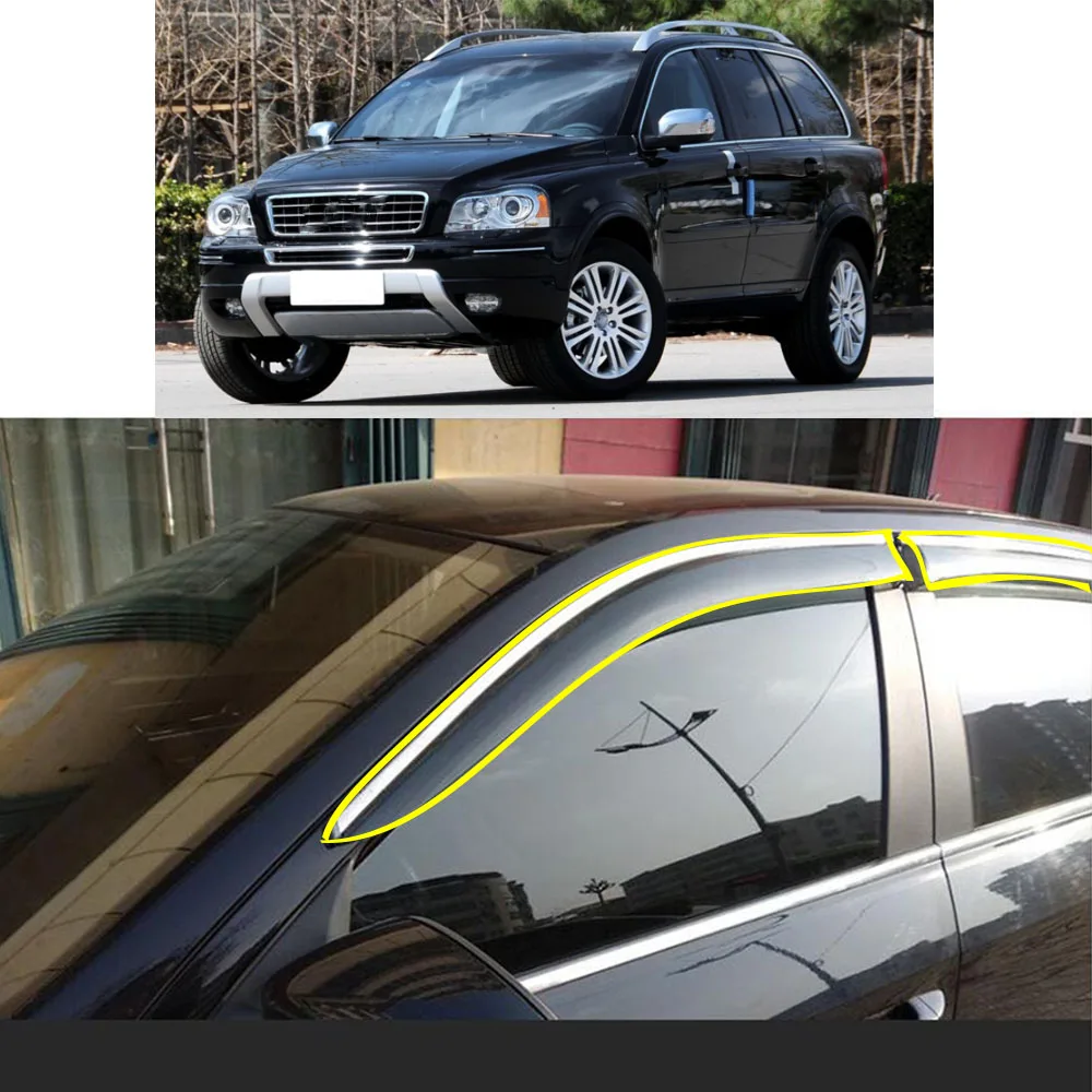 Car Sticker Plastic Window Glass Wind Visor Rain/Sun Guard Vent For VOLVO XC90 XC Classic 2006 2007 2008 2009 2010 2011-2014