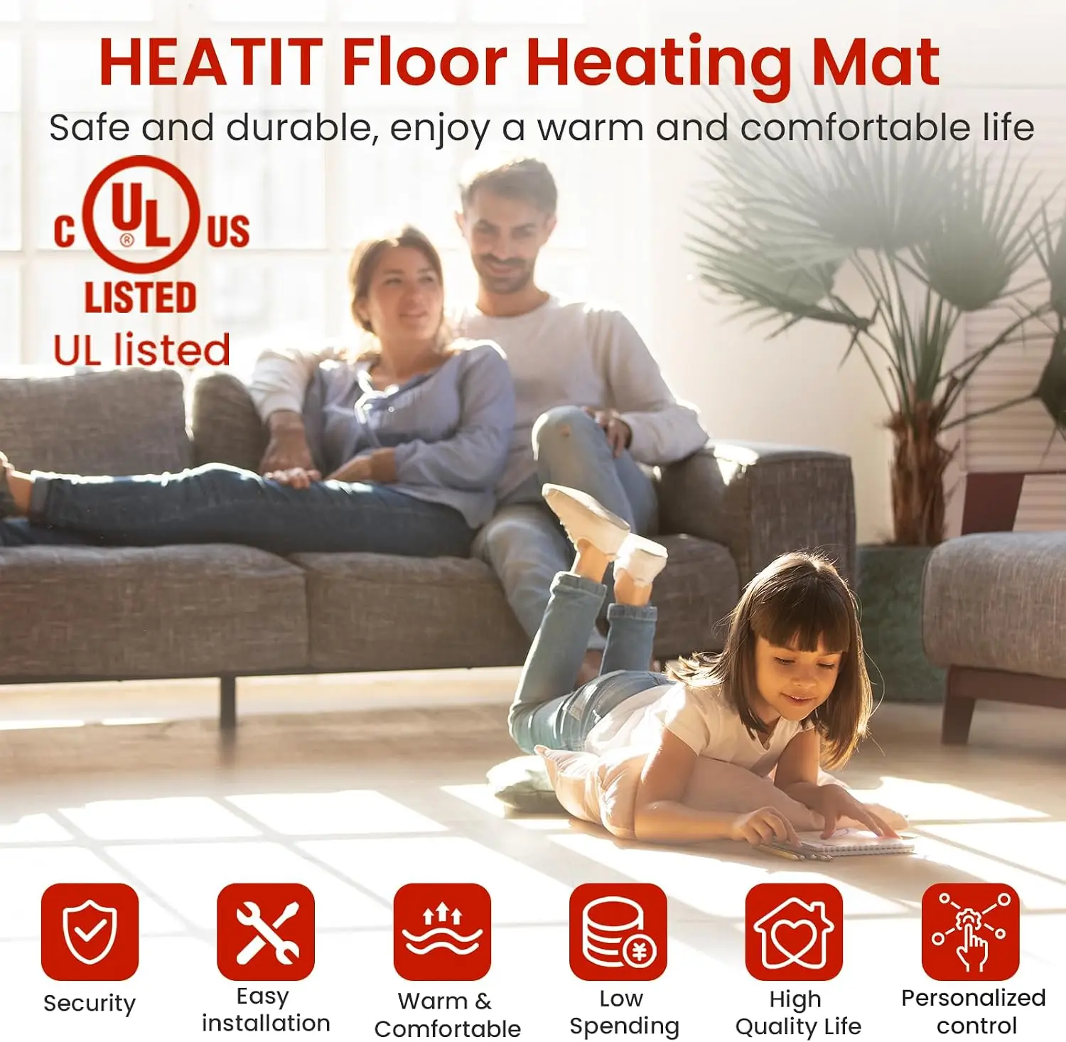 20 sqft Warmmat Electric Radiant Self-adhesive Floor Heat Heating System & ET-72 Thermostat & Alarm Monitor